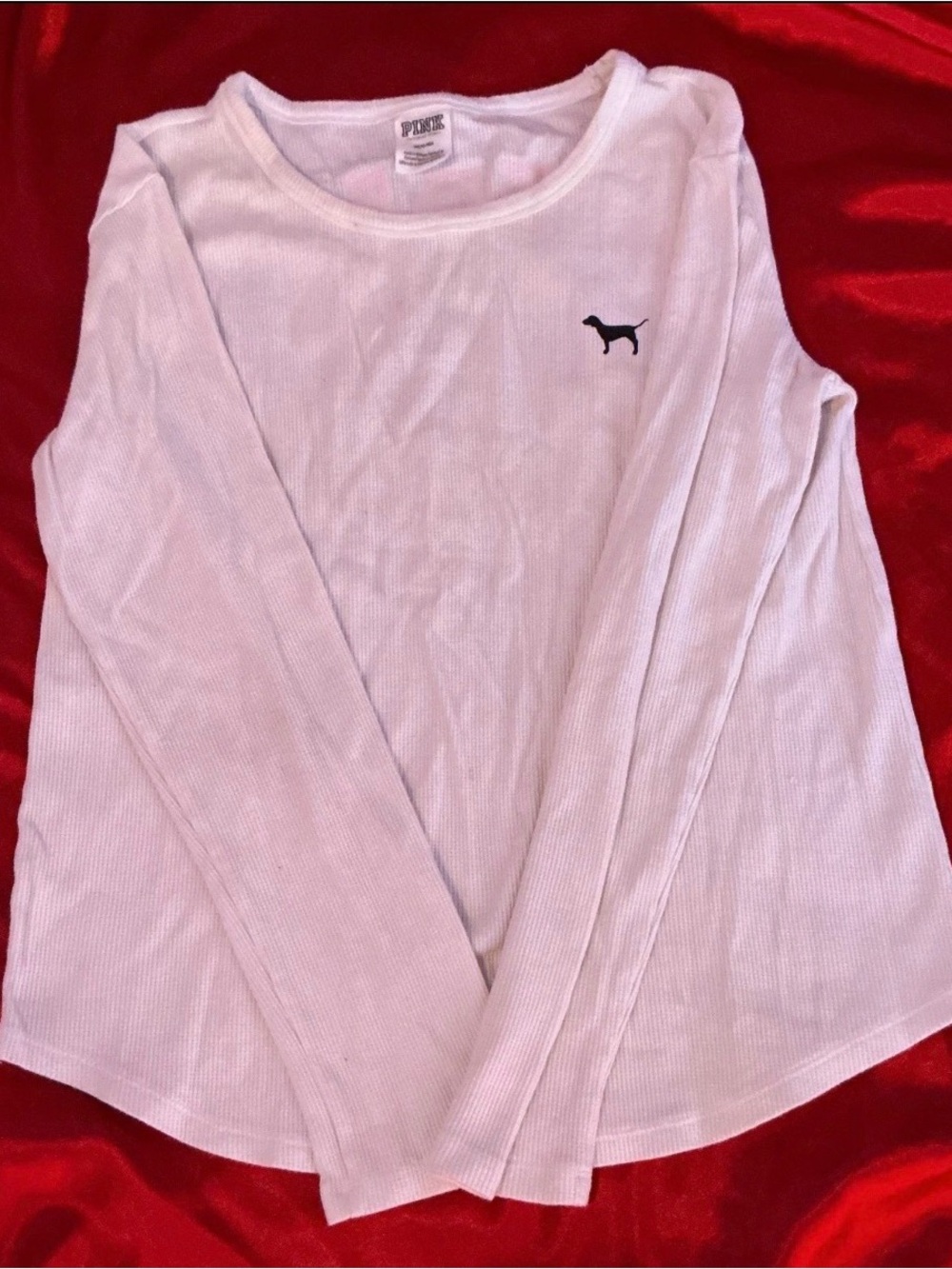 Victoria's Secret PINK White Long Sleeve Pajama Top
